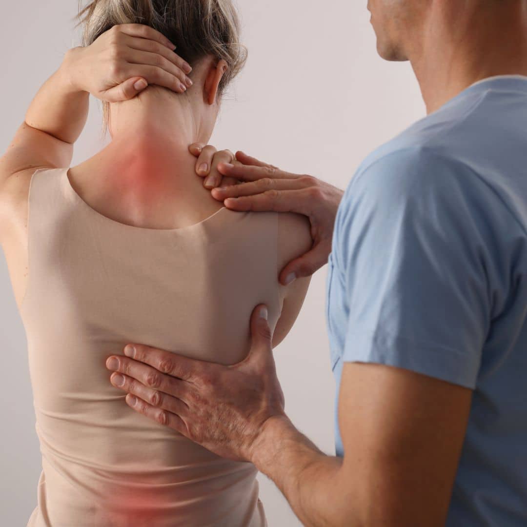 Sports physical therapy being done on a patient