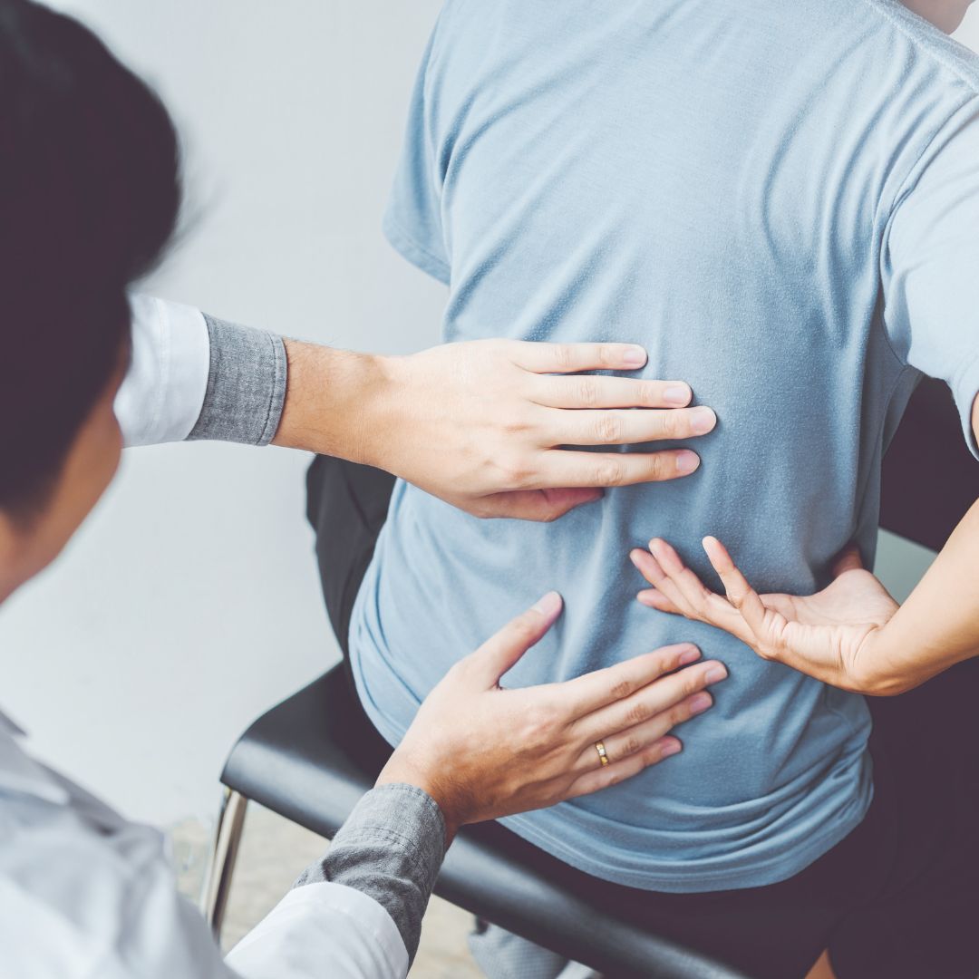 Sports physical therapy being done on a patient